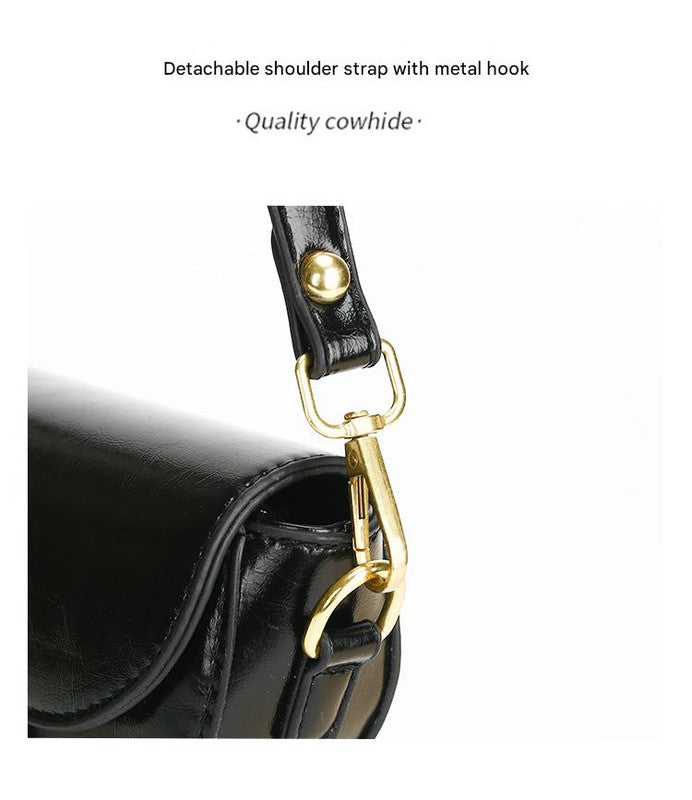 Gray Chic Saddle Crossbody Bag with Wide Guitar Strap - PU Leather