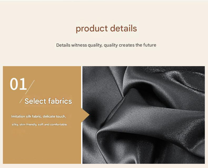 Gray Silky Satin Pillowcase Pair - Smooth for Hair & Skin, Elastic Fitted (46x90+16cm)