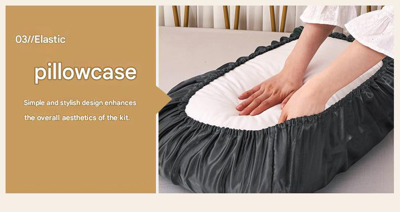 Gray Silky Satin Pillowcase Pair - Smooth for Hair & Skin, Elastic Fitted (46x90+16cm)