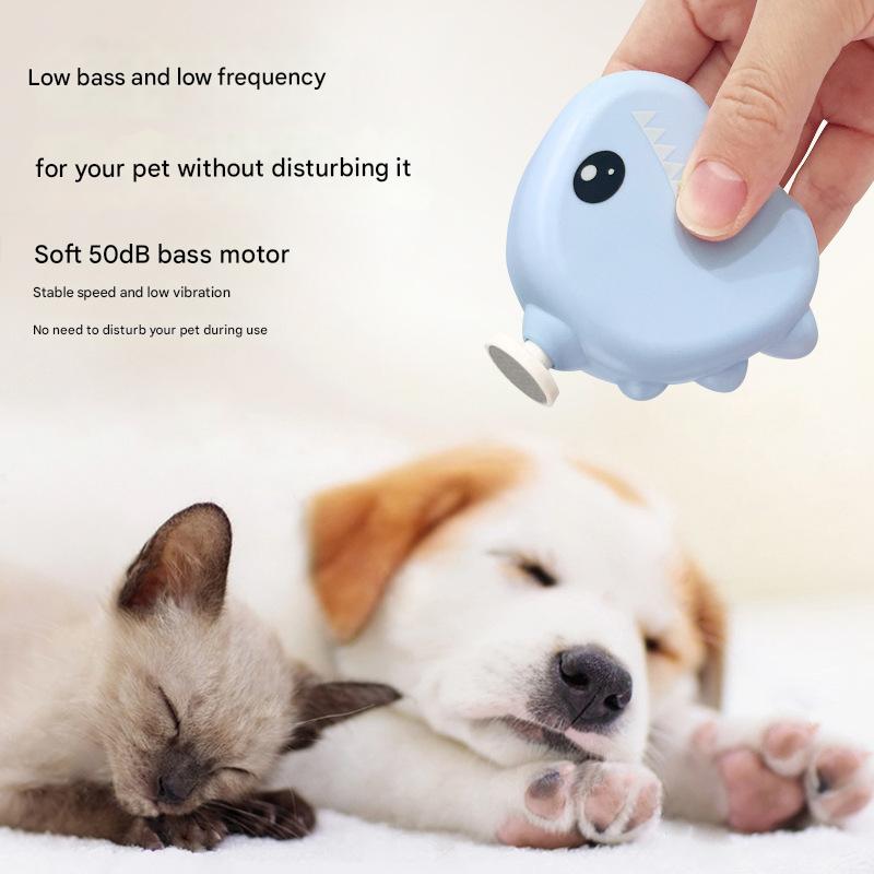 Pink Cute Dinosaur Electric Pet Nail Grinder - 3-Speed, Low Noise, USB-C for Dogs & Cats