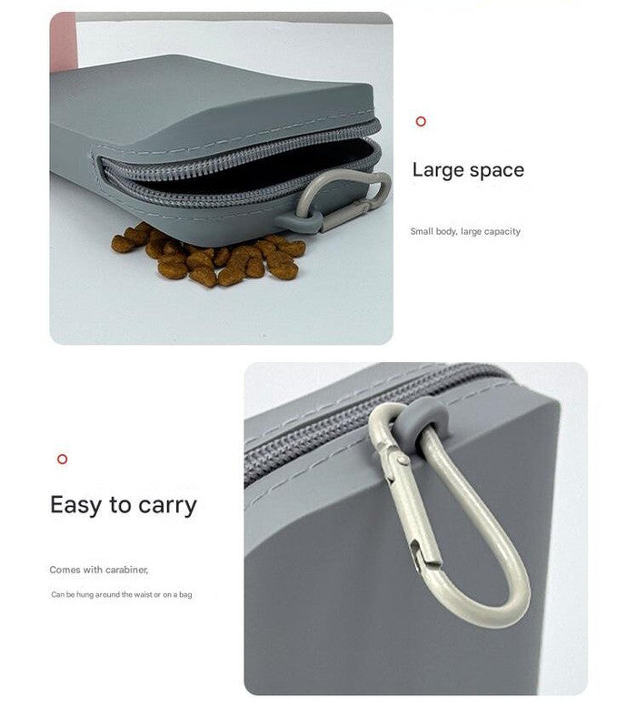 Gray Silicone Dog Treat Pouch (Set of 2) - Waterproof, Portable for Training & Walks