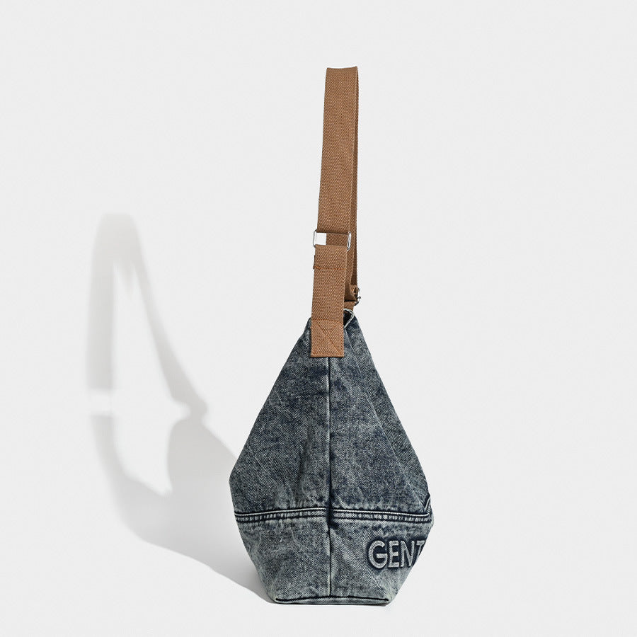 Washed Denim Tote Bag - Large Capacity Shoulder & Crossbody