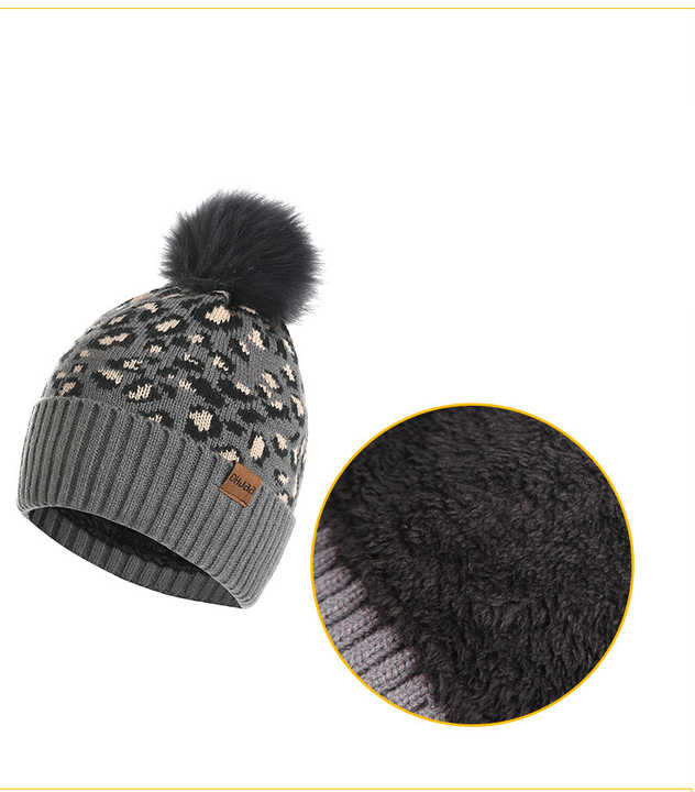 Purple Women's 3-Piece Winter Knit Set - Leopard Print Plush Lined Beanie Hat, Scarf & Touchscreen Gloves