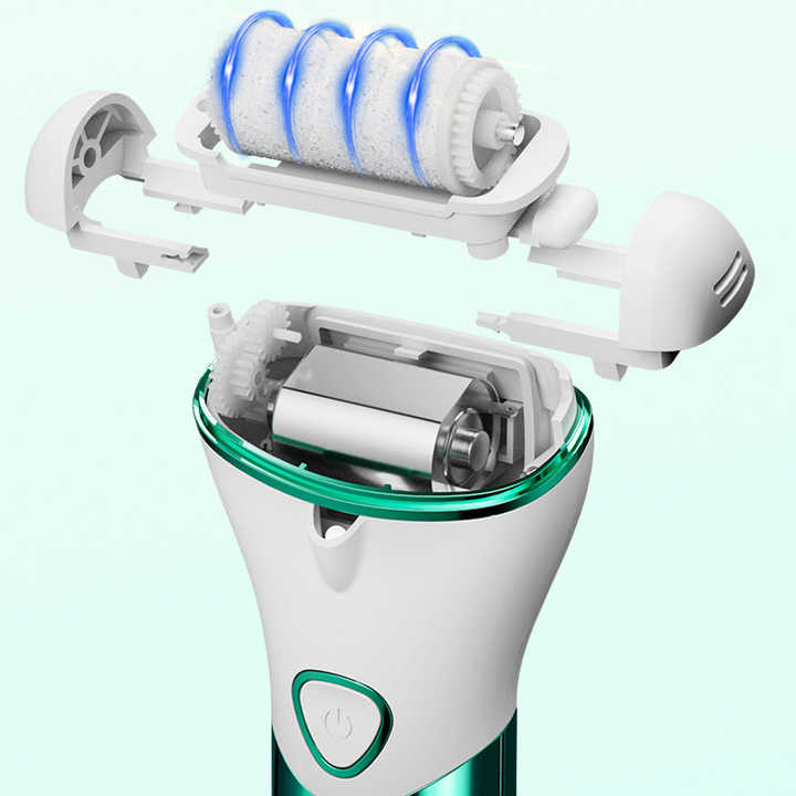 Gold And White Rechargeable Electric Foot File Callus Remover Kit - 10pc Pedicure Set with LED Display for Smooth Feet
