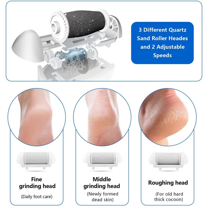 Gold And White Rechargeable Electric Foot File Callus Remover Kit - 10pc Pedicure Set with LED Display for Smooth Feet