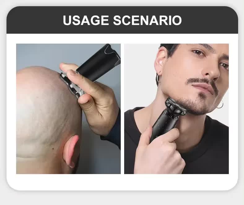 Black Men's 5-Head Electric Rotary Shaver - Waterproof Wet/Dry USB Rechargeable Razor for Face & Bald Head Shaving