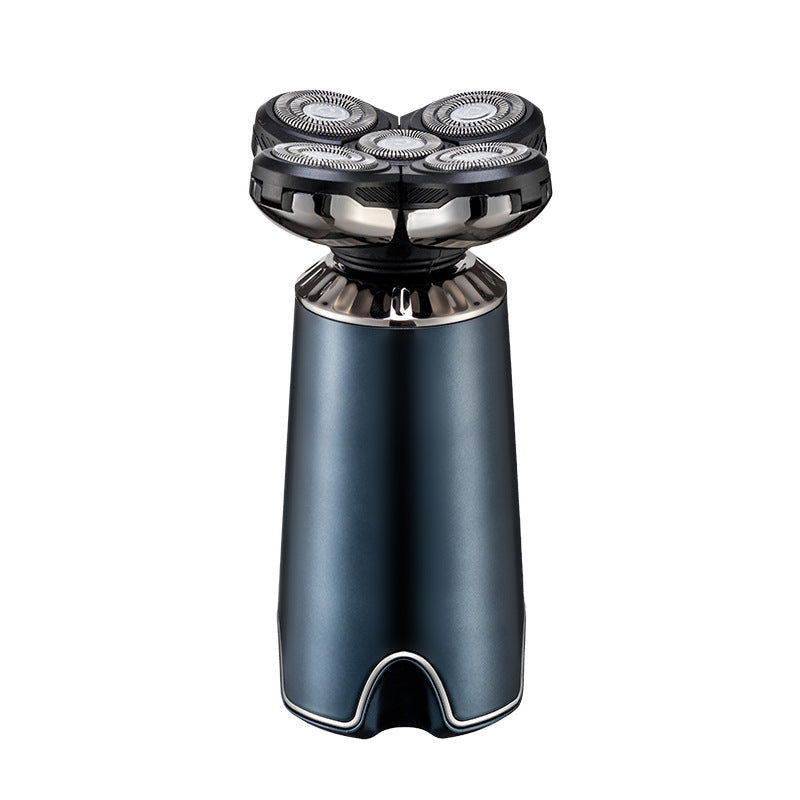 Dark Blue Men's 5-Head Electric Rotary Shaver - Waterproof Wet/Dry USB Rechargeable Razor for Face & Bald Head Shaving