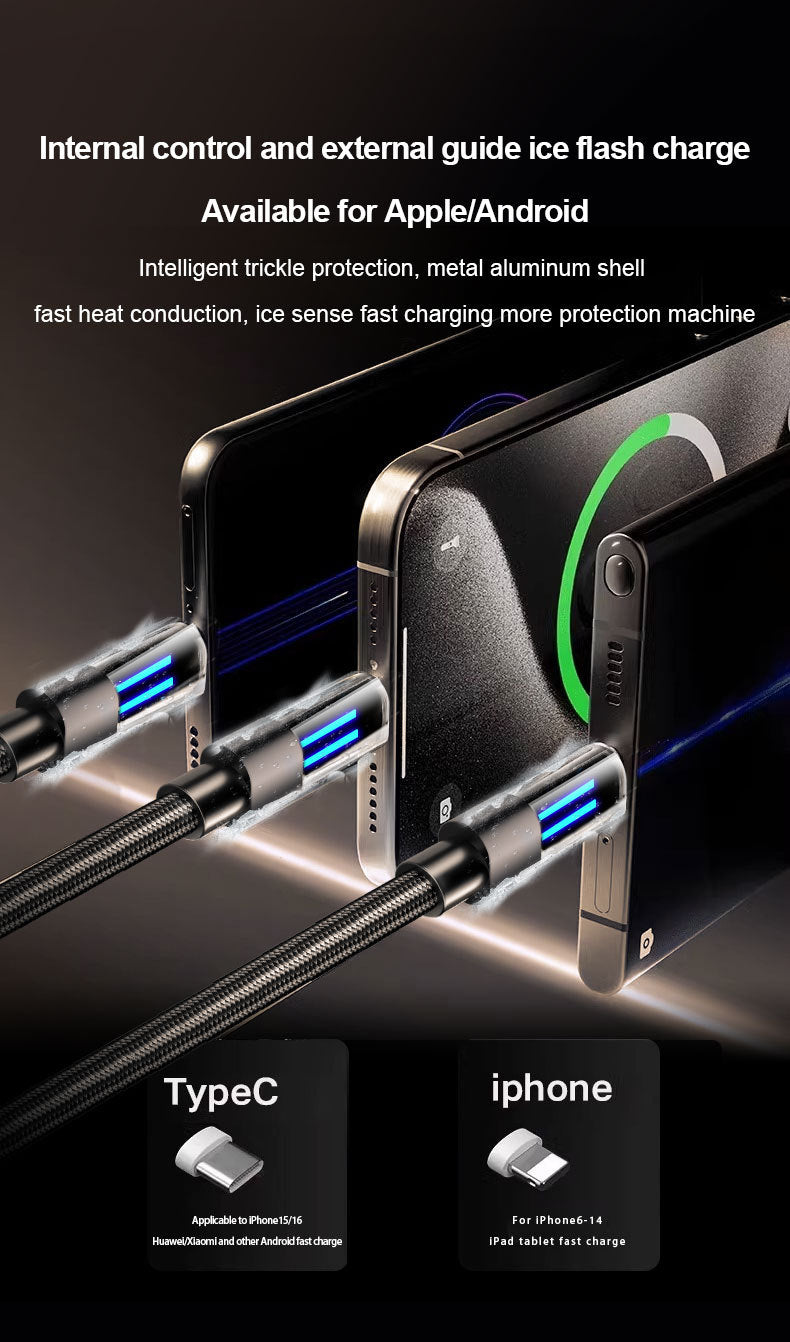 2 Pcs Black 100W C-C Super Fast Charging Data Cable with Smart LED Indicator - 2M Braided Cord