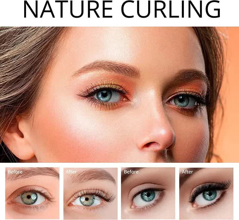 Pink USB-C Rechargeable Heated Eyelash Curler - Gentle Long-Lasting Lift with 2 Temperature Modes & Cute Cat Ear Design