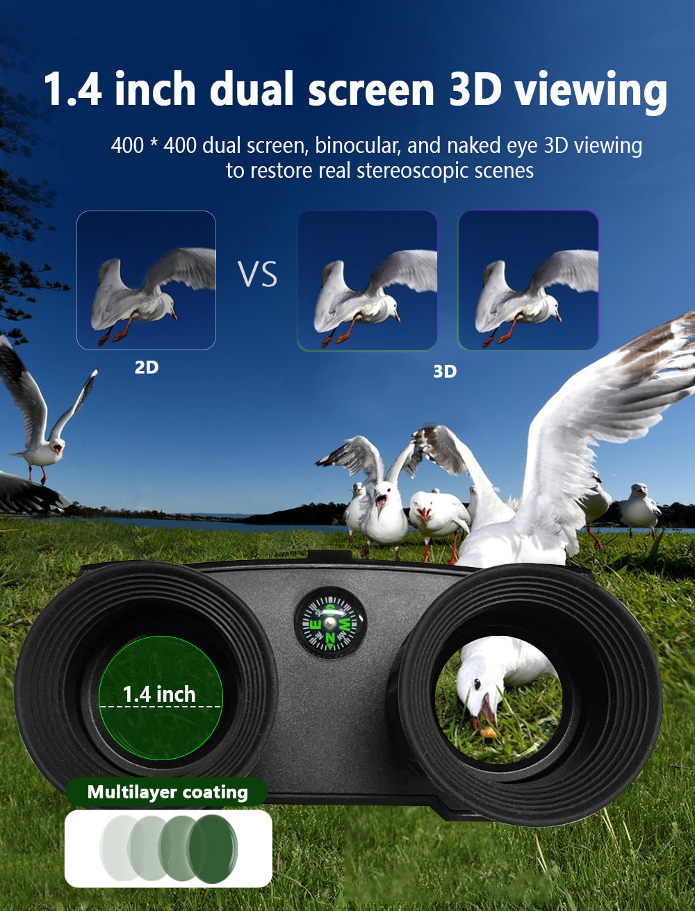 Green Professional HD Digital Night Vision Binoculars - 6X Optical Zoom, IR Illumination, Record 2.5K Video & 48MP Photos