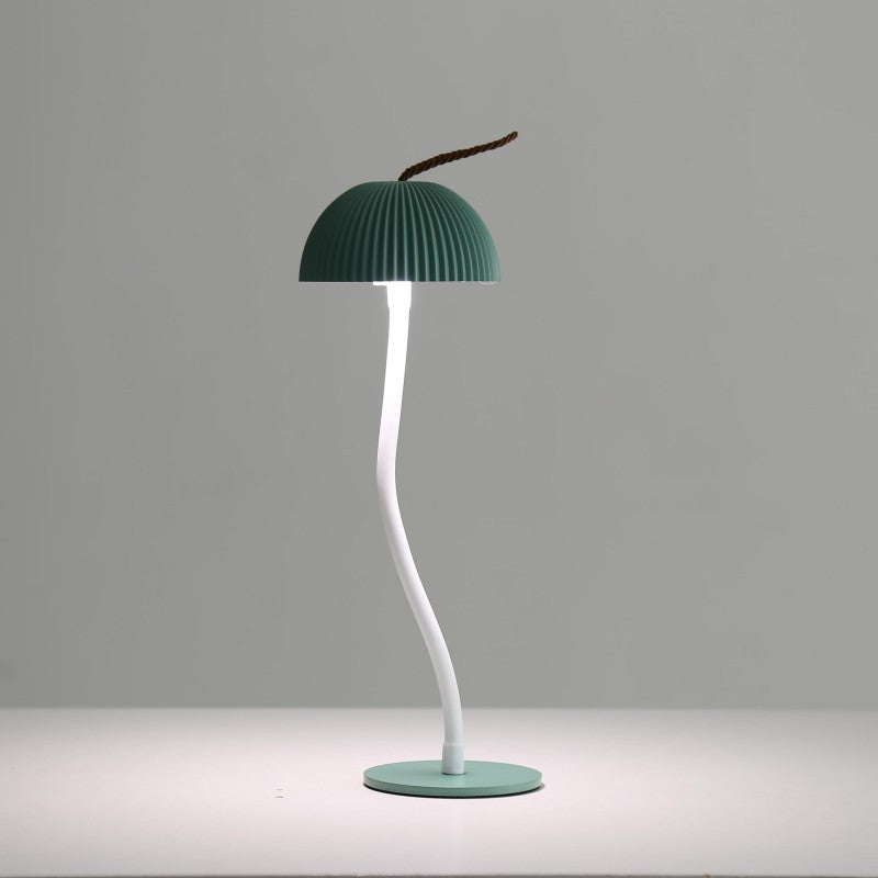 Green Three-dimensional stripes Sleek Minimalist LED Mushroom Table Lamp - Rechargeable 3-Color Touch Control, Bar & Ambient Light