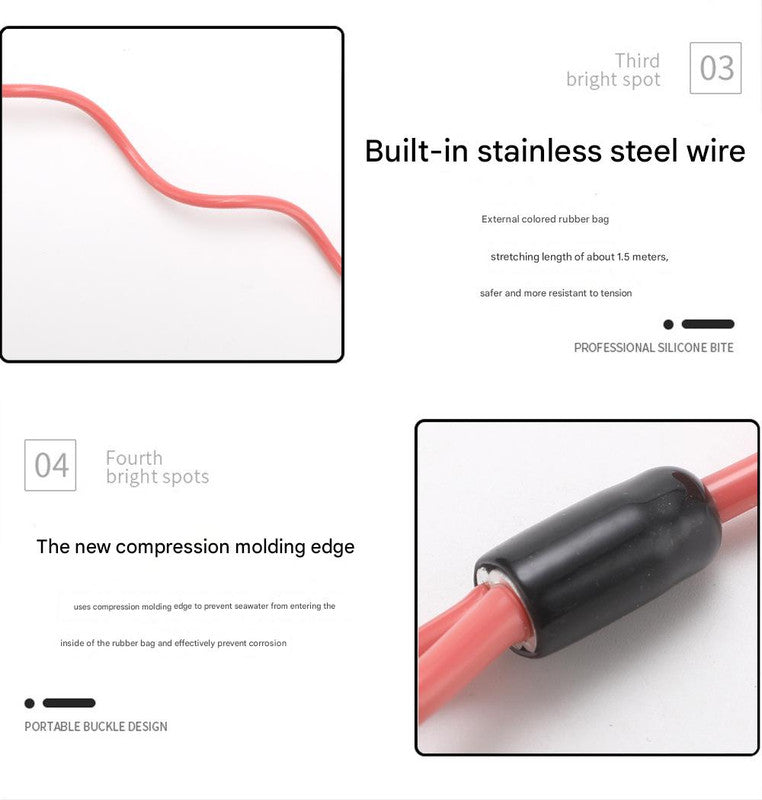 Red Pro 316 Stainless Steel Diving Reef Hook - Single, Double Combo Pack - Current Hook with Coiled Safety Lanyard