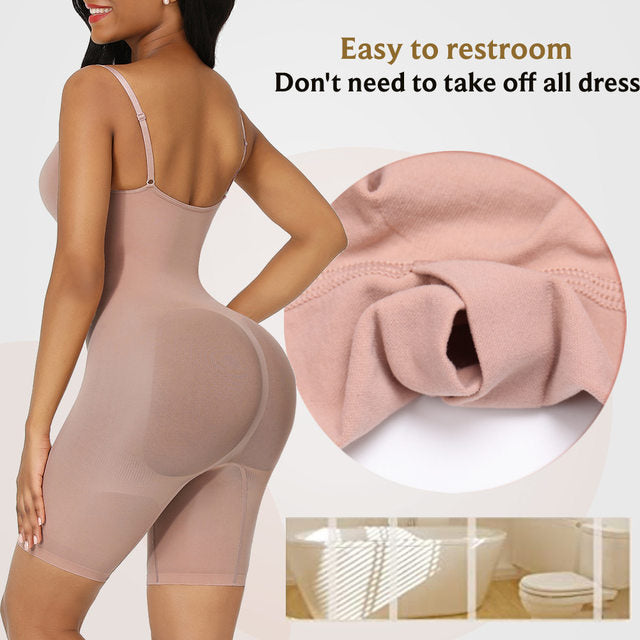 Size M Skin Color Seamless Full Body Shaper for Women - Tummy Control, Butt Lifter & Thigh Slimmer Bodysuit