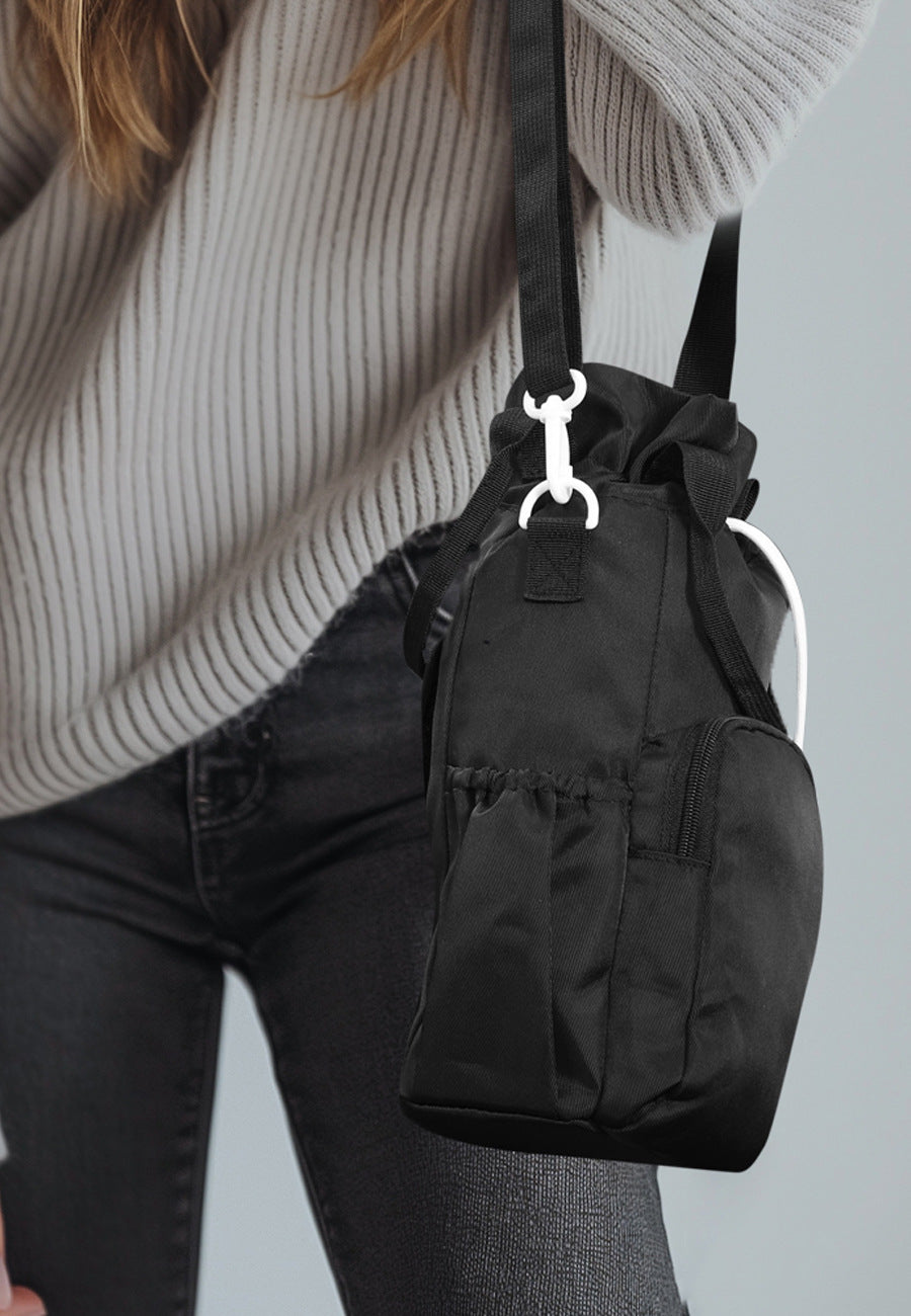 Black Insulated Tumbler Carrier Bag - Crossbody Water Bottle Holder with Pockets & Adjustable Strap for Large Cups (Note: cup not included)