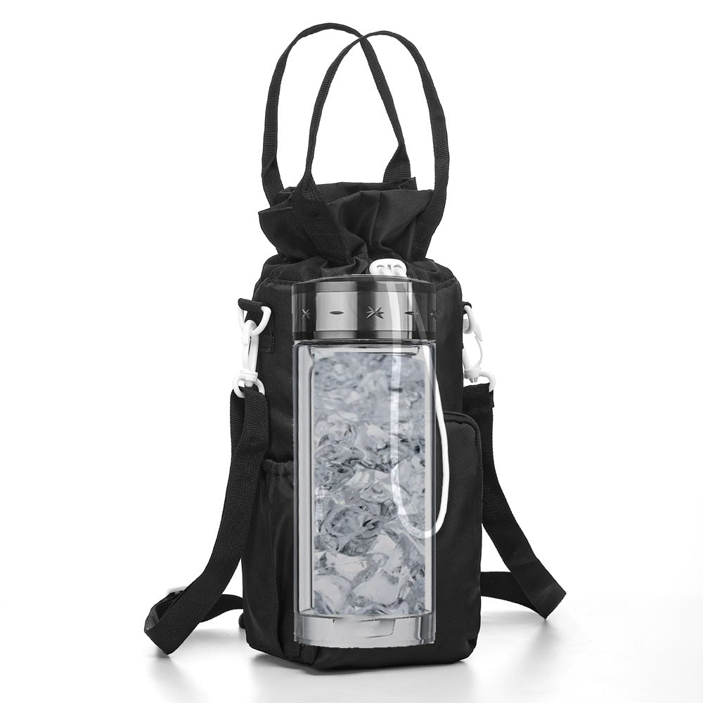 Pink Insulated Tumbler Carrier Bag - Crossbody Water Bottle Holder with Pockets & Adjustable Strap for Large Cups (Note: cup not included)