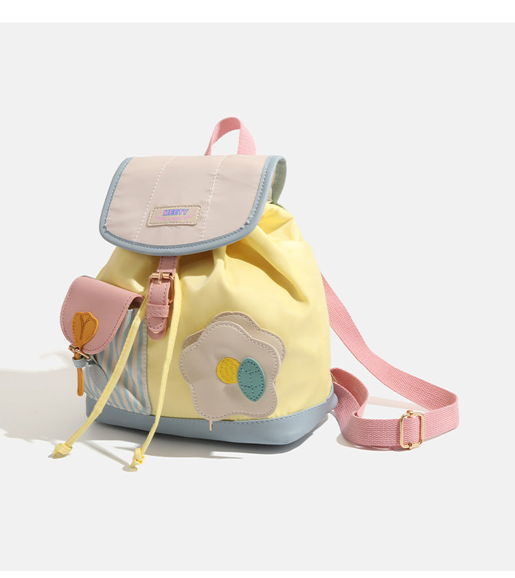 Colorful Chic Colorblock Mini Backpack - Cute Canvas Student Daypack, Lightweight Commuter Bag