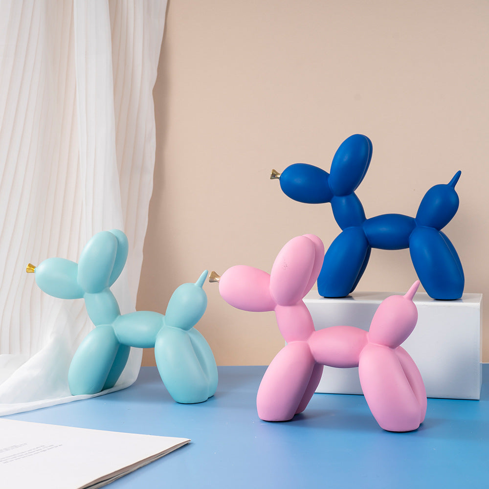 Gold Modern Resin Balloon Dog Sculpture - Playful Art Figurine with Golden Snout Accent