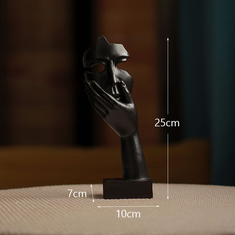 Black Style 2 Elegant Abstract Face Sculpture - Modern Resin Art Figurine, Hand & Mask Home Decor Accent