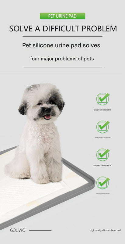 Black Reusable Silicone Pet Pee Pad Holder - Non-Slip Training Tray with Spill-Proof Edges for Dogs & Puppies(62cm x 42cm)