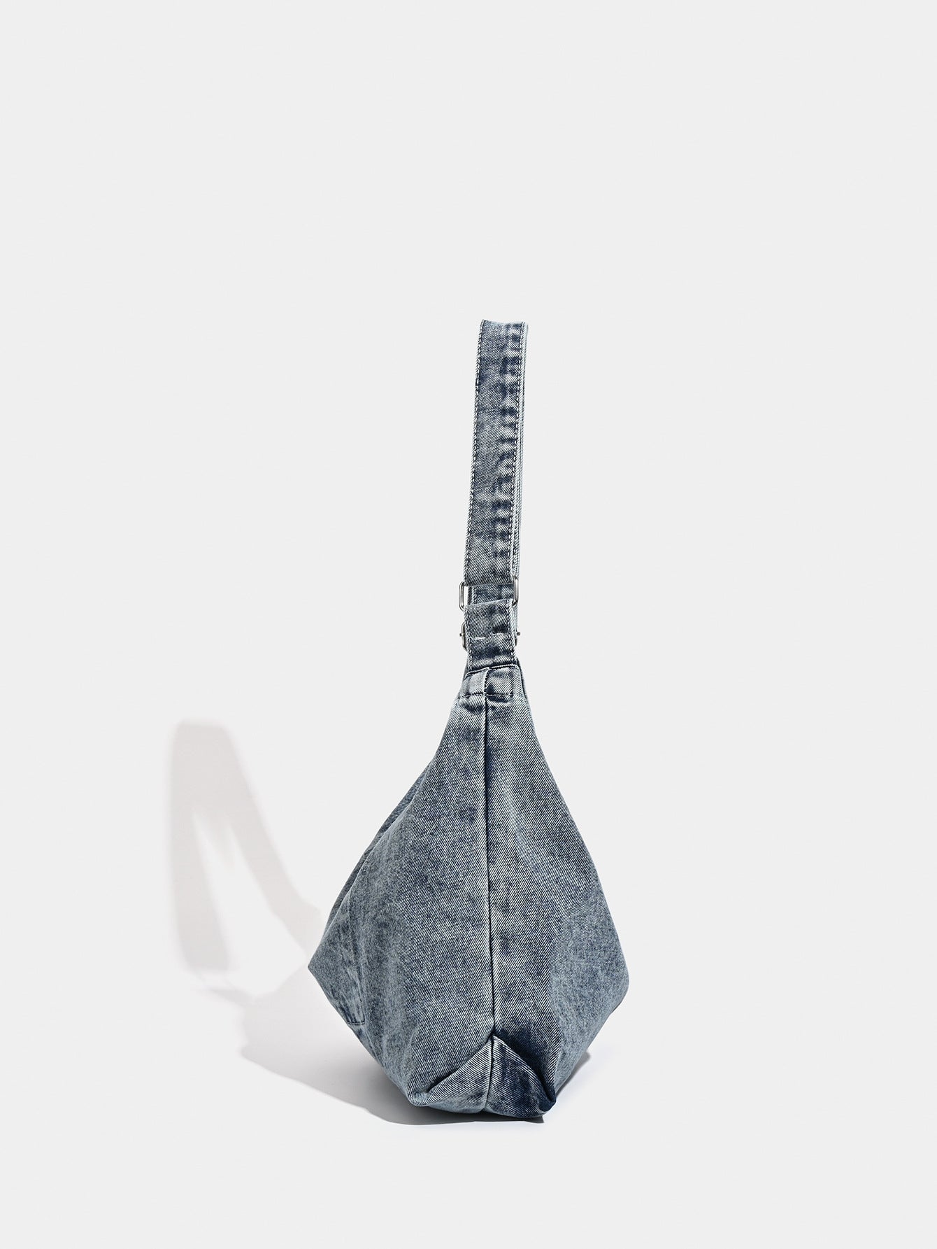 Grey Retro Washed Denim Hobo Bag - Large Capacity Shoulder & Crossbody Tote for Casual Everyday & Commute