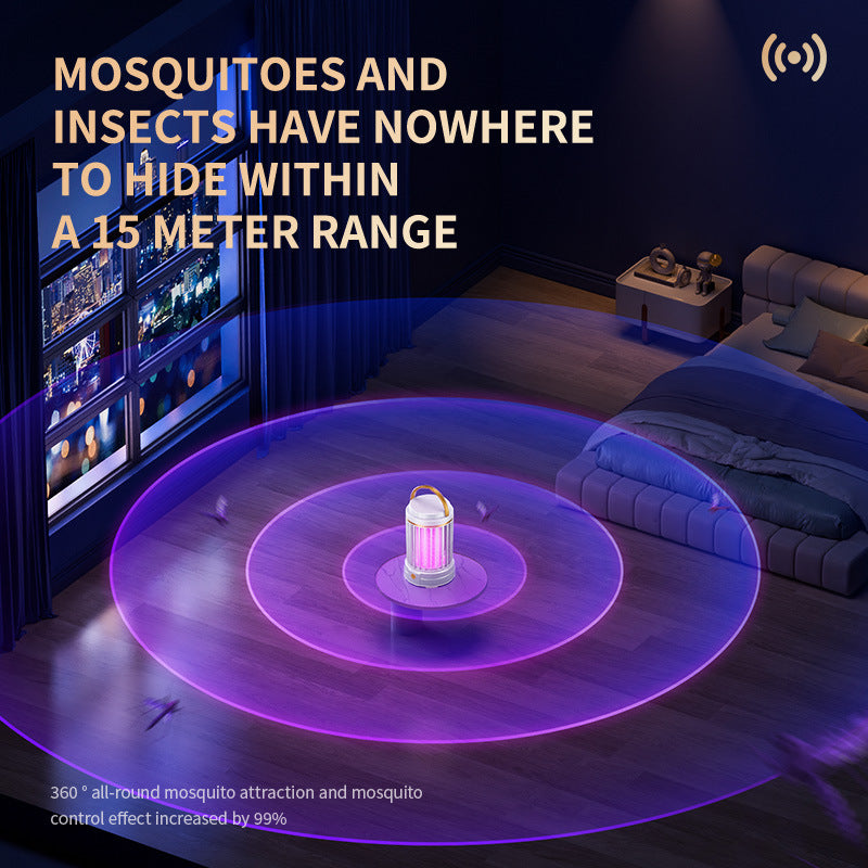 USB Rechargeable White Portable 3-in-1 Electric Mosquito Zapper Lamp - UV Bug Killer, Warm Night Light & Bright Lantern