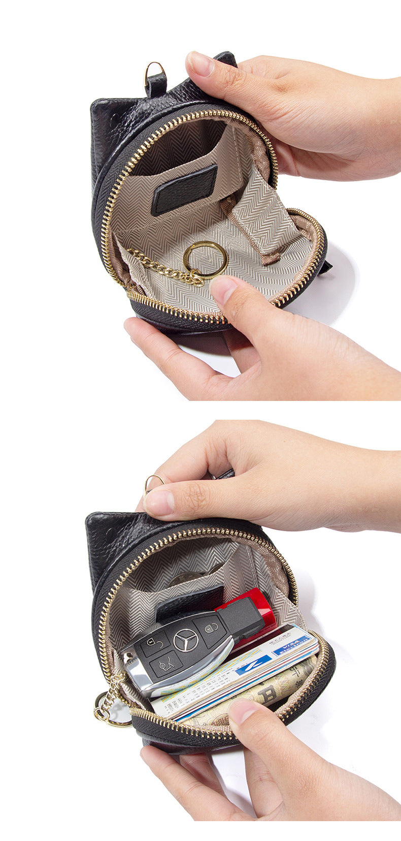 Green Leather Frog Design Coin Purse - Cute Cartoon Mini Wallet Pouch for Keys & Coins with Keyring