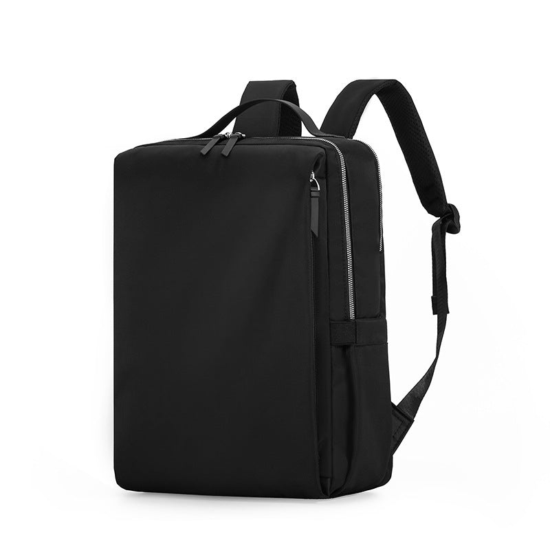 Black Slim Minimalist Laptop Backpack - Shockproof & Anti-Theft Design, Travel-Friendly with Luggage Strap, Water-Resistant
