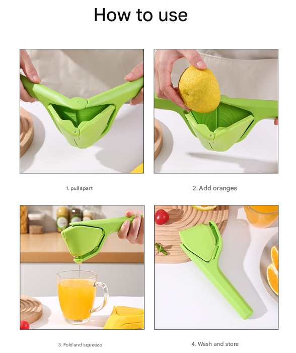 3 Pcs Green Easy-Squeeze Manual Citrus Juicer - Durable Lemon & Orange Squeezer with Pour Spout, Food-Grade PP
