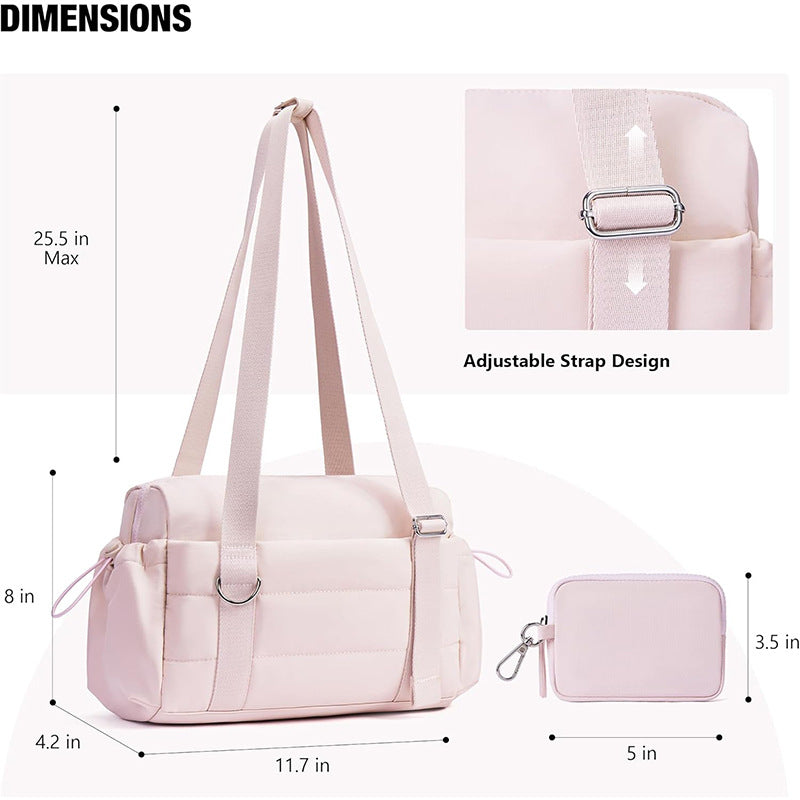 Pink Chic Women's Mini Gym Duffel Bag - Lightweight Nylon Shoulder Tote with Wet Pocket, Multiple Compartments & Removable Pouch