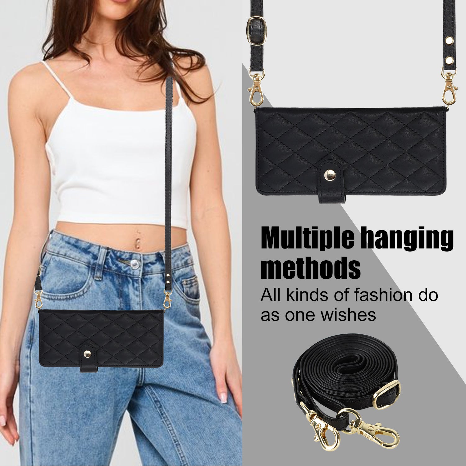 Galaxy Z Fold3 Multi-Functional Leather Wallet Case for Samsung Z Fold Series - Crossbody with Pen Slot, Quilted Design