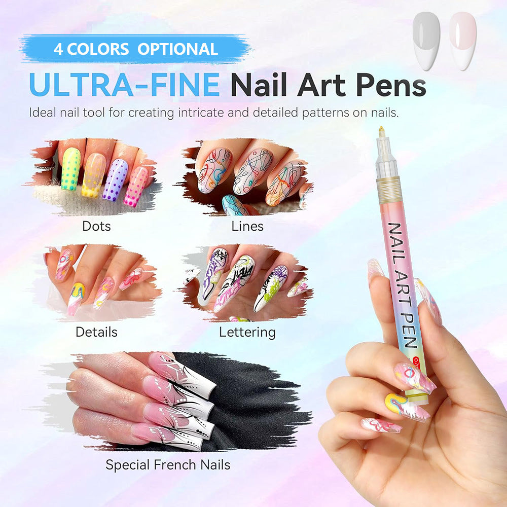 Silver 0.7mm Nail Art Doodle Pen 12 Sticks- Single Color Acrylic Marker for Nail Design, No-Bake