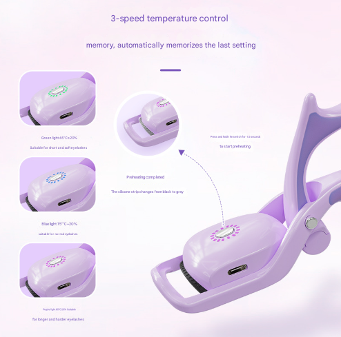 White USB Rechargeable Electric Heated Eyelash Curler - Lash Lift and Extension Tool