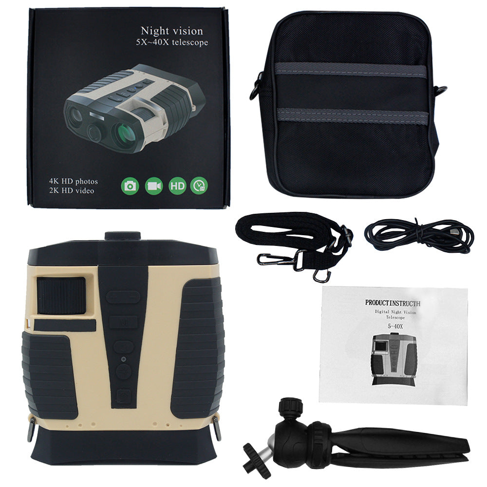 Black HD Digital Night Vision Binoculars - High Magnification Infrared Scope with Color Night View