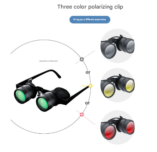 10x Telescope + Tri-colour Polarised Lens 10x HD Fishing Binocular Glasses - Polarized Zoom for Float Watching