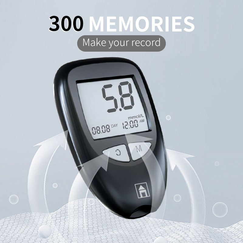 Black Home Blood Glucose Meter - English Version Medical Automatic Blood Sugar Tester with Strips