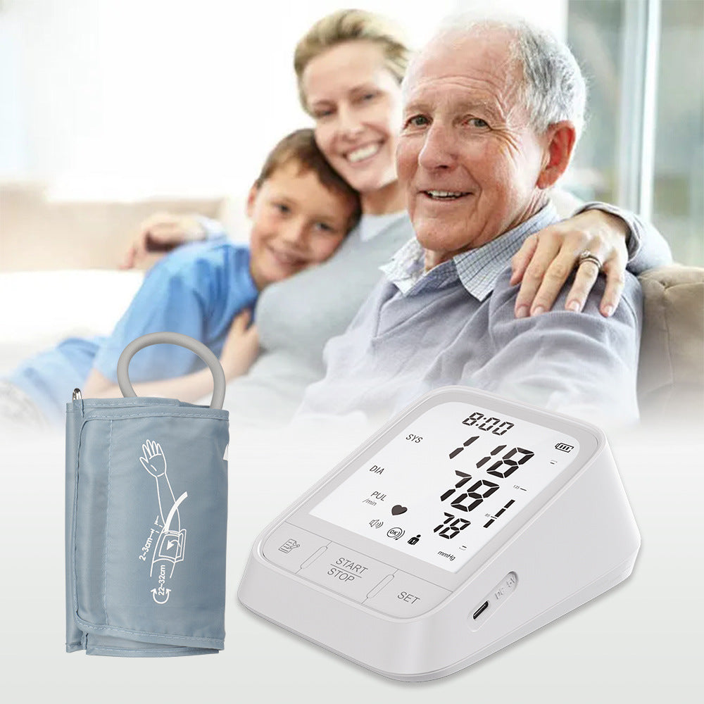 White Smart Upper Arm Blood Pressure Monitor - Medical Automatic BP Machine for Export