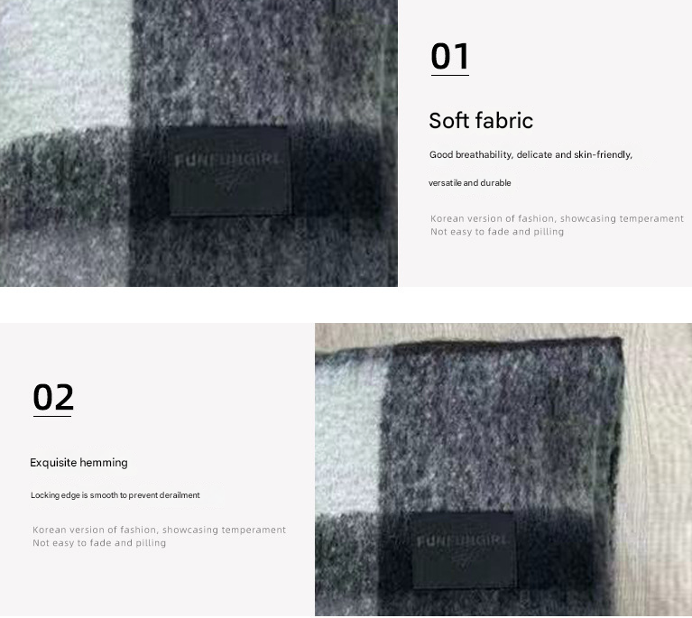 Blue Classic Plaid Faux Cashmere Winter Scarf - Warm and Stylish 50 x 180 cm Design