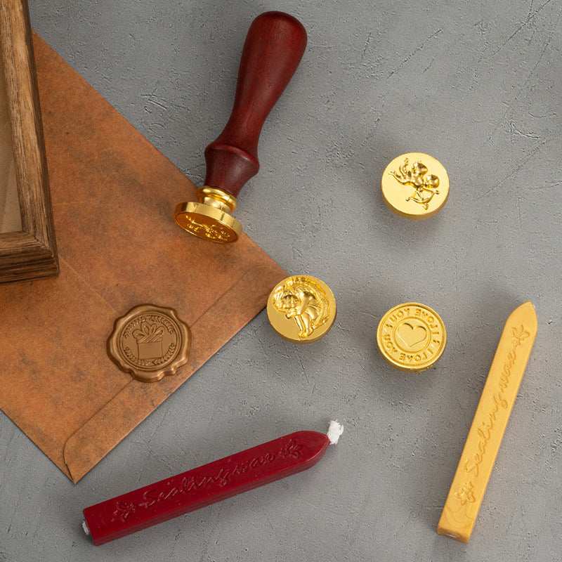 Love 2-Piece Retro Sealing Wax Stamp Set - 11.3 x 11.3 x 3.6 cm DIY Gift Box Kit for Handmade Crafts