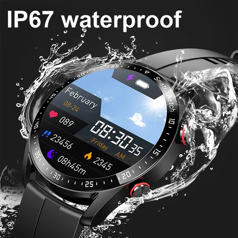 Black Silicone Business Smartwatch with ECG and PPG Monitoring