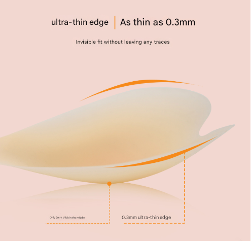 Size M [B cup] Two Pairs Brown Skin Colour Heart-Shaped Silicone Breast Sticker - Thin Invisible Push-Up for Small Chest Enhancement