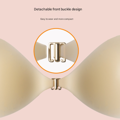Size M [B cup] Two Pairs Brown Skin Colour Heart-Shaped Silicone Breast Sticker - Thin Invisible Push-Up for Small Chest Enhancement