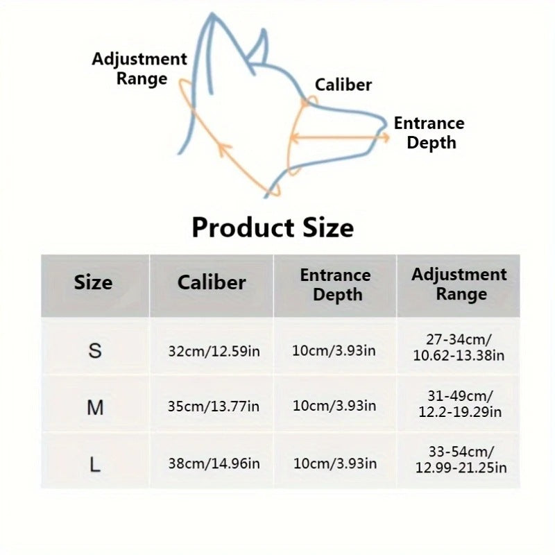 S Adjustable Leather Dog Muzzle for Large Breeds, Anti-Bite and Anti-Bark