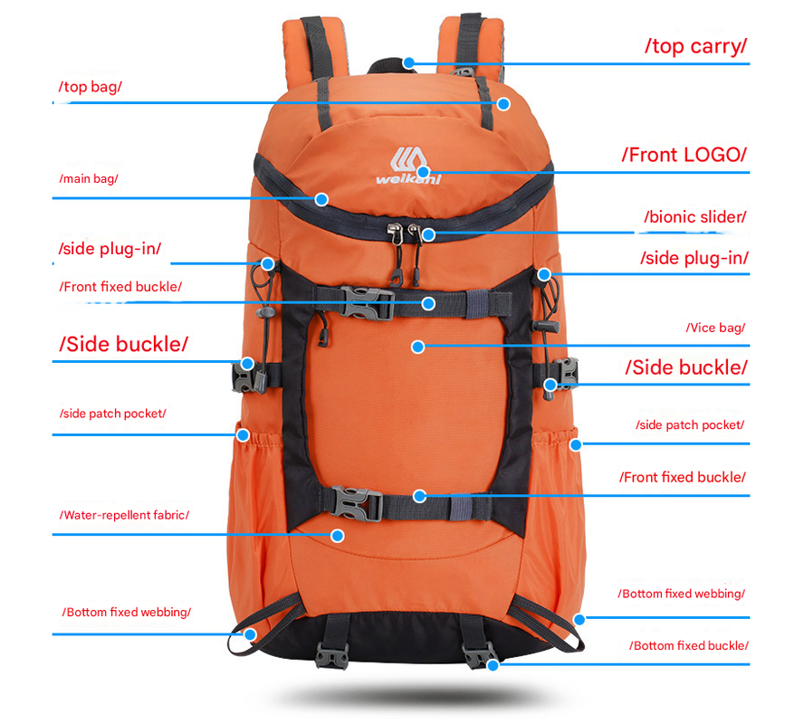 Blue 20L Women's Orange Mountaineering Backpack - Water-Resistant