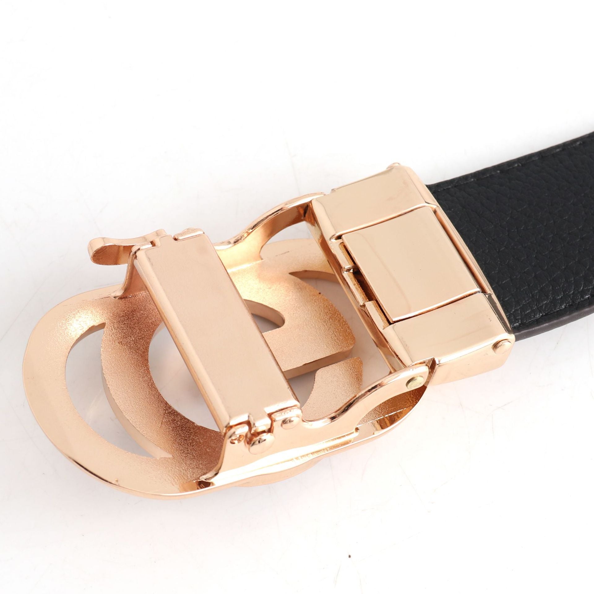 Luxury Designer Style PU Leather Belt,Automatic Buckle(V-patterned black-gray belt + gray buckle)