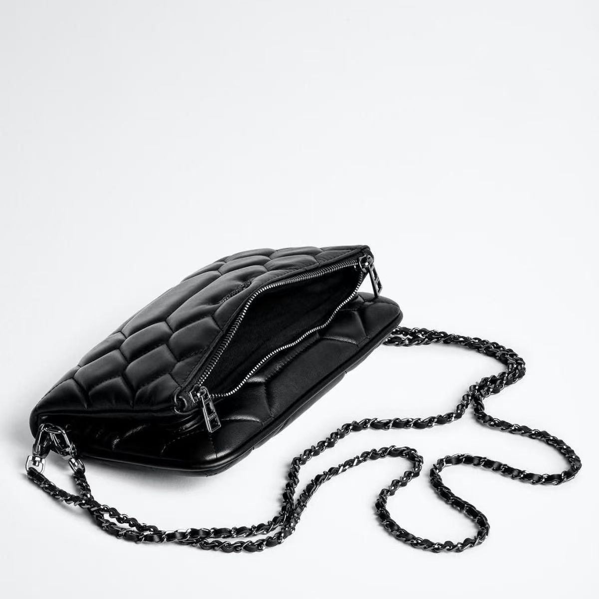 Chic Quilted Leather Crossbody Bag with Chain Strap & Tassel Detail(Pure white)