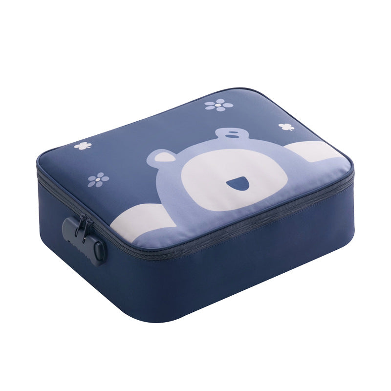 Multi-Functional Document & Certificate Organizer Bag with Combination Lock(Navy)