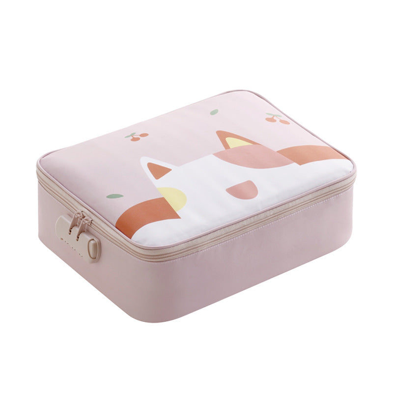 Multi-Functional Document & Certificate Organizer Bag with Combination Lock(Light pink)