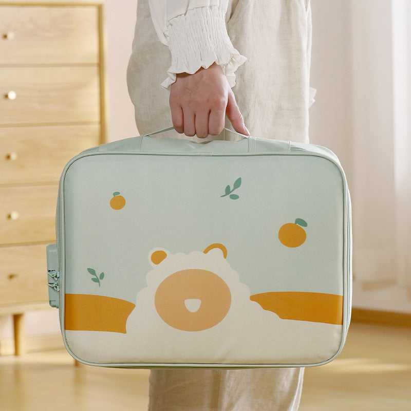 Multi-Functional Document & Certificate Organizer Bag with Combination Lock(Light blue)