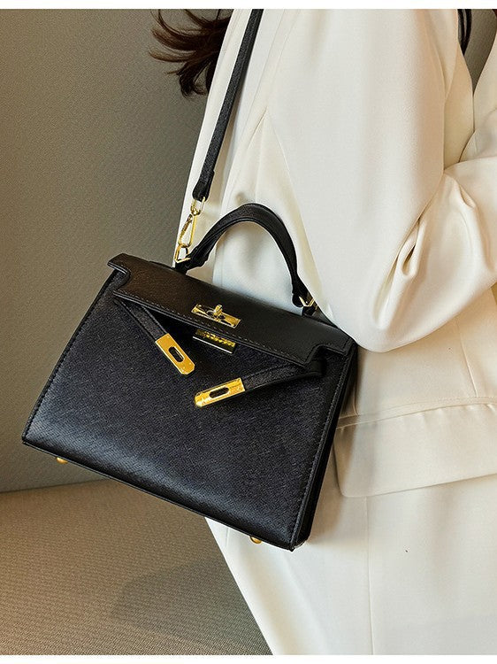 Elegant PU Leather Top Handle Satchel Bag - Versatile Crossbody & Shoulder Bag(black)
