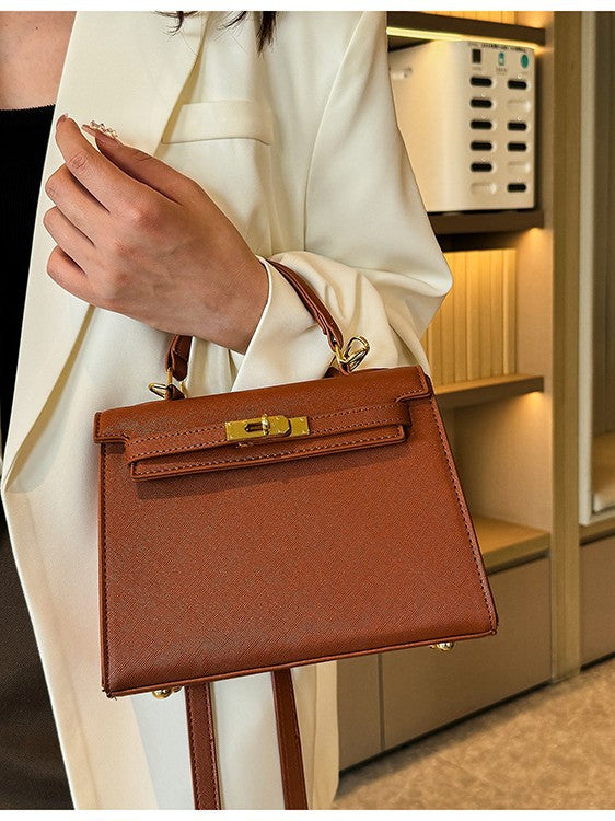 Elegant PU Leather Top Handle Satchel Bag - Versatile Crossbody & Shoulder Bag(khaki)